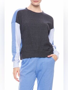 Sundry Colorblock Sweatshirt Azure Navy Cropped Pullover Size 0 Soft Lounge